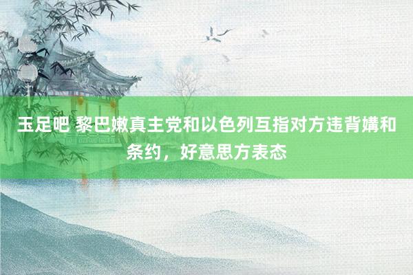 玉足吧 黎巴嫩真主党和以色列互指对方违背媾和条约，好意思方表态