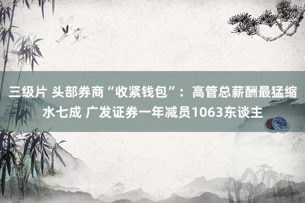 三级片 头部券商“收紧钱包”：高管总薪酬最猛缩水七成 广发证券一年减员1063东谈主