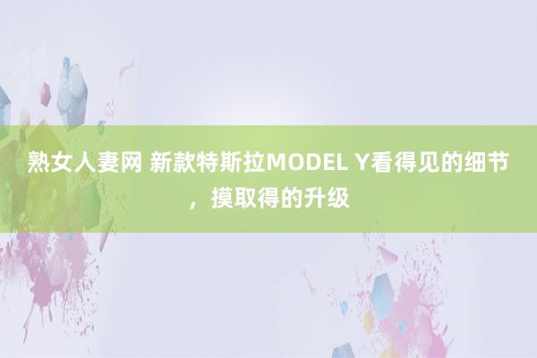 熟女人妻网 新款特斯拉MODEL Y看得见的细节，摸取得的升级